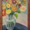 Still life bouquet in a vase set on the left side of the painting